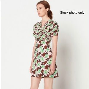 NWT Sandro Antropique Pink Floral Mini Silk Dress